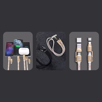 Dudao L20MAX 4in1 kabelis / dirželis USB-A / USB-C / Lightning PD QC 65W 1.5m – rožinis