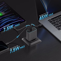 Cuktech CUKAD653EUGR 65W GaN sieninis įkroviklis 2 x USB-C 1 x USB-A - pilkas