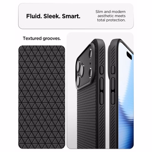 Spigen Liquid Air dėklas, skirtas iPhone 18 Pro Max / 17 Pro Max – spalva: matinė juoda