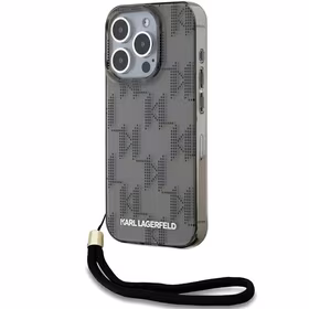 Karl Lagerfeld IML Mono KL Pattern & Cord dėklas telefonui iPhone 15 Pro - juodas