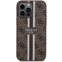Guess 4G Printed Stripes Magnetinis dėklas telefonui iPhone 15 Pro Max - rudas