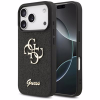 Guess Fixed Glitter Big 4G dėklas telefonui iPhone 17 Pro - juodas