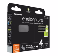 Įkraunamos baterijos PANASONIC ENELOOP PRO AA 2500 mAh 4 szt + langelis (BK-3HCDE/4CP+CASE)