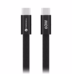Laidas USB C į USB C Forcell F-Energy QC4.0 PD 3A 60W Cafule Flat 1,2 m CCFN23 juodas
