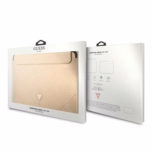 Guess Saffiano Triangle Logo dėklas 14" nešiojamam kompiuteriui - smėlinis