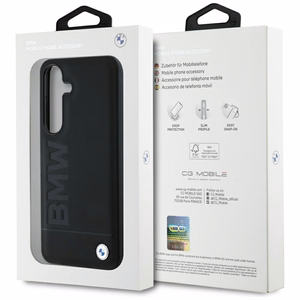 BMW odinis didelio žodžio dėklas telefonui Samsung Galaxy S25 - juodas