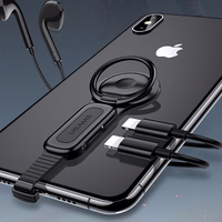 USAMS Adapteris AU06 2w1 Lightning - 2 x lightning + žiedinis laikiklis juodas SJ274LN01 (US-SJ274)