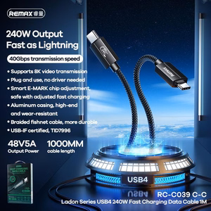 LAIDAS REMAX LADON SERIES 240W RC-C039 USB 4.0 USB-C/USB-C 1M juodas