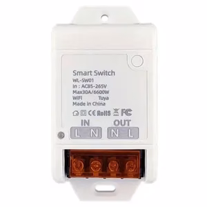 TUYA išmanusis 1 kanalo jungiklis, Wi-Fi, 30A, AC 100-240V, 6600W