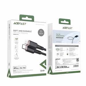 Acefast kabelis MFI USB Type C - Lightning 1.2m, 30W, 3A juodas (C2-01 juodas)