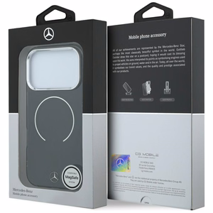 Mercedes Double Layer Iconic Logo dėklas, skirtas iPhone 18 Pro Max / 17 Pro Max, suderinamas su MagSafe – juodas