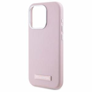 Karl Lagerfeld FW Metal Plate magnetinis dėklas iPhone 15 Pro - rožinė