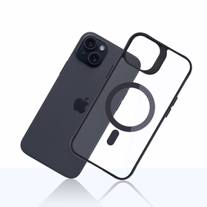Чехол 3mk Satin Armor MagCase с MagSafe для iPhone 15 Plus - прозрачный с чёрной рамкой