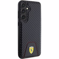 Ferrari Carbon Stitched Bottom dėklas telefonui Samsung Galaxy S24+ - juodas