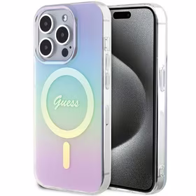 Guess GUHMP15LHITSU iPhone 15 Pro 6.1" violetinė/violetinė kietas dėklas IML Iridescent Magnetinis