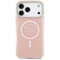 Karl Lagerfeld IML Karl RSG logotipo magnetinis dėklas telefonui iPhone 17 Pro Max - rožinis