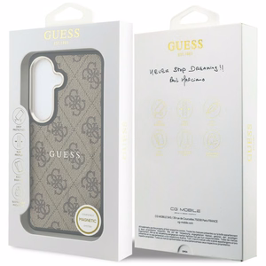 Guess dėklas 4G Embossed Ring MagSafe skirtas Samsung Galaxy S26 Plus rudas