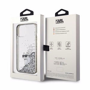 Karl Lagerfeld Liquid Glitter Choupette dėklas telefonui iPhone 15 - skaidrus
