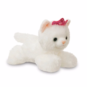 Fancy Pals ekologiškas pliušinis katytės princesės žaislas su rožine karūna vaivorykštės spalvų krepšelyje, 20 cm