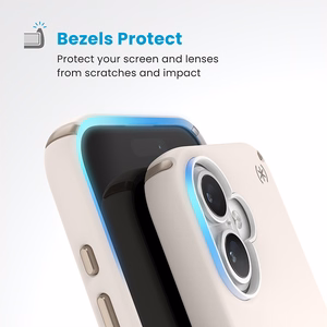Speck Presidio2 Pro dėklas su MagSafe ir ClickLock, skirtas iPhone 16, „Bleached Bone/Heirloom Gold“