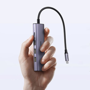 Ugreen CM511 15597 5in1 šakotuvas USB-C - USB-C PD / HDMI / 3x USB-A 3.0 - pilkas