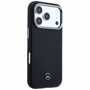 Mercedes Leather Semi Wrap Wood Effect MagSafe Case for iPhone 17 Pro - Black