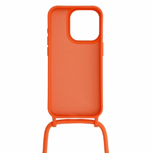 Dėklas telefonui su silikoniniu dirželiu IPhone 15 Plus dizainas 1 - oranžinis