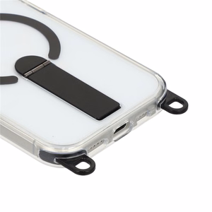 Hurtel dėklas su stovu, 30 cm rankiniu ir 120 cm pečių dirželiu, suderinamas su „MagSafe“, skirtas „iPhone 17“ – juodas