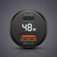 Blavec Automobilinis įkroviklis BS-04B-C Volt - USB + Type C - QC 3.0 18W PD 30W su Type C to Type C cable (CCBS04BCV-UCB) juodas