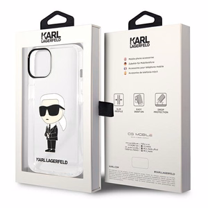 Karl Lagerfeld Ikonik Karl dėklas telefonui iPhone 14 Plus - permatomas
