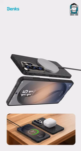 Benks Magnetic Armor Air Armor Grid Kevlar Dėklas Metal Frame 600D (E048) for Samsung Galaxy S26 juodas