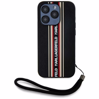 Karl Lagerfeld Saffiano Athleisure Stripes Cord Dėklas telefonui iPhone 15 Pro - raudonas