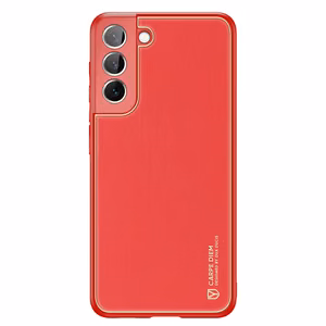 Dux Ducis Yolo elegantiškas dėklas iš ekologiškos odos Samsung Galaxy S22 + (S22 Plus) raudonas