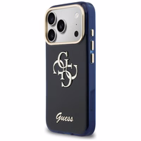 Guess IML 4G Script Metal dėklas for iPhone 17 Pro Max - mėlynas