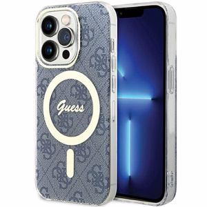 Guess IML 4G Magnetinis dėklas iPhone 15 Pro - mėlynas