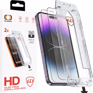 Tel Protect Dust-Free Easy Fit Full Glue 6D grūdintas stiklas skirtas Iphone 14 Pro Max juodas - 2 vnt.