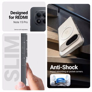 Crong Hybrid Clear Magnetic MagSafe dėklas, skirtas Xiaomi Redmi Note 15 Pro, skaidrus