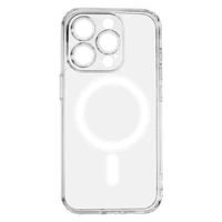 Atsparus smūgiams 1,5 mm Magnetinis dėklas telefonui iPhone 15 Pro 6,1" skaidrus su kameros apsauga