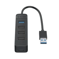 Orico TWU32-4A USB-A 3.1 hub / 1x USB-A 3.1 + 3x USB-A 2.0 + USB-C 5V/3A - juodas