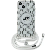 Karl Lagerfeld IML Crossbody Monogram Karl & Choupette Head Magnetinis dėklas telefonui iPhone 15 / 14 / 13 – permatomas