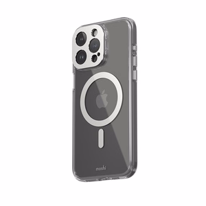 Moshi iGlaze MagSafe dėklas, skirtas iPhone 15 Pro Max, „Luna Silver“ spalvos