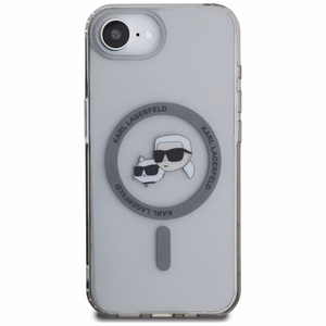 Karl Lagerfeld IML metalinis Karl & Choupette galvų Magnetinis dėklas telefonui iPhone 16e - juodas
