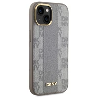 DKNY Odinis languotas mono raštas Magnetinis dėklas telefonui iPhone 15 Plus - smėlio spalvos
