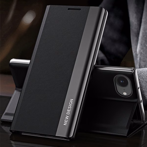Sleep Pro dėklas telefonui iPhone 16e su atverčiamu dangteliu ir stovu - juodas