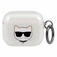 Karl Lagerfeld Glitter Choupette AirPods dėklas 3 - sidabrinis