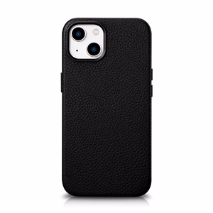 Чехол iCarer Litchi Premium Leather для iPhone 14 Plus магнитный кожаный с MagSafe чёрный