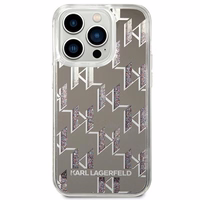 Karl Lagerfeld KLHCP14LLMNMS iPhone 14 Pro 6.1 kietasis dėklas sidabrinis skystas blizgutis Monogram