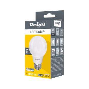 Rebel A60 E27 LED lemputė, 8,5 W, 4000 K, 230 V