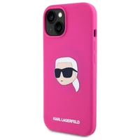 Karl Lagerfeld KLHMP15SSKHPPLF iPhone 15 6.1" fuksijos/fuksijos kietas dėklas Silikoninis Karl galvos spaudinys MagSafe