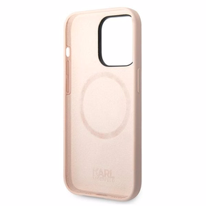 Karl Lagerfeld KLHMP14LSLKHLP iPhone 14 Pro 6.1 "kietas dėklas šviesiai rožinis / šviesiai rožinis Silikoninis Karlo Galva Magsafe